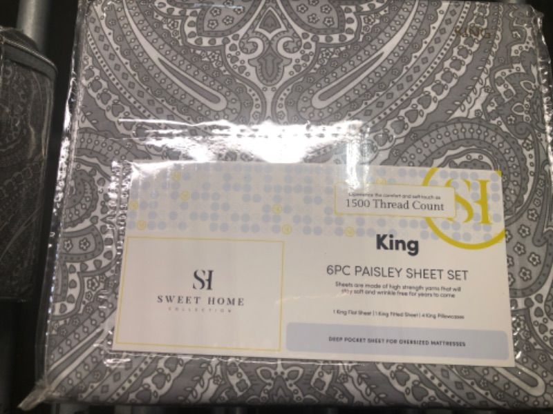 Photo 2 of *** 2 complete sets*** King Size Bed Sheets - 6 Piece 1500 Supreme Collection Fine Brushed Microfiber Deep Pocket King Sheet Set Bedding - 2 Extra Pillow Cases