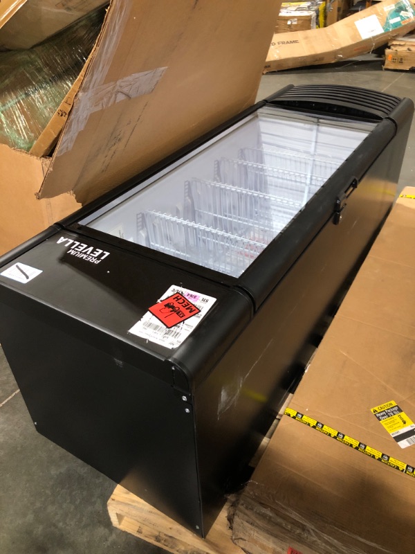 Photo 2 of ***Extra large, needs Uhaul/truck***PremiumLevella PRF1257DX Glass Door Display Refrigerator 12.5 cu ft Commercial Beverage Cooler Merchandiser With Customizable Lightbox - Black
