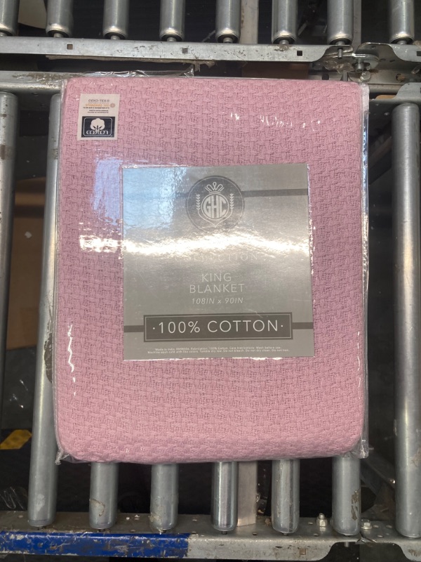 Photo 2 of *****SIMILAR, NOT EXACT******6 COUNT, KING SIZE*****PHF Ultra Soft Waffle Weave Blanket King Size 104"x 90"- Washed Lightweight Breathable Cozy Woven Blanket Perfect for Spring Summer - Great Decor for Couch Bed Sofa Home Car - Light Pink