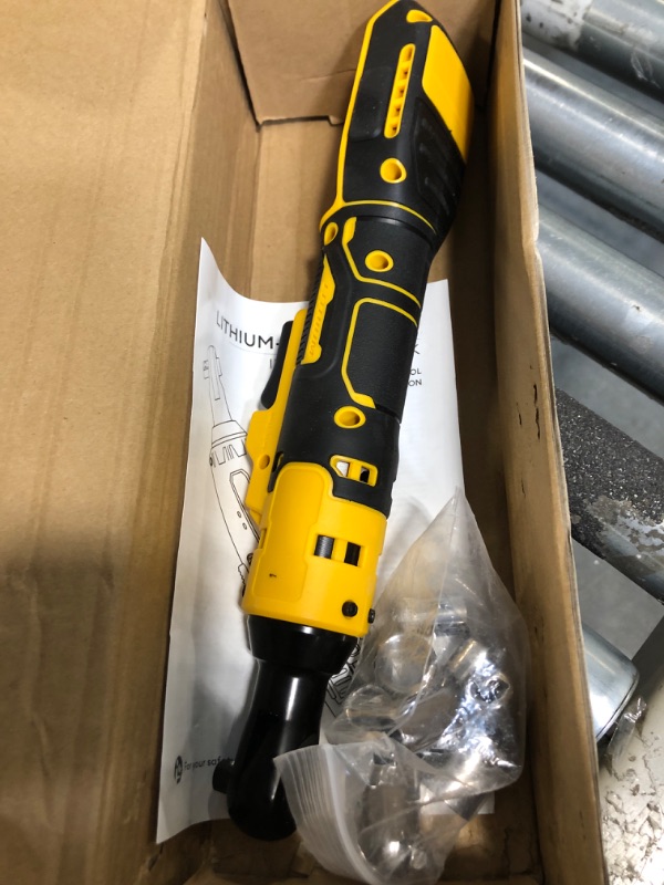 Photo 2 of 3/8" Cordless Ratchet Wrench Compatible with DEWALT 20V Battery, Electric Power Ratchet, Variable Speed Trigger, 45 Ft-lbs 400 RPM Wrench Tool, 7 Sockets, 1/4" Adapter & 3" Extension Bar (TOOL ONLY)