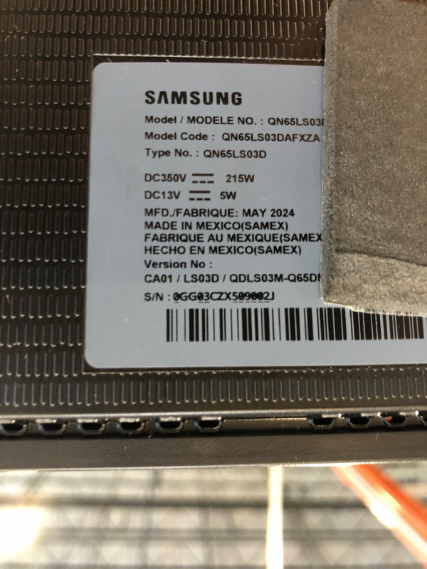 Photo 1 of ***SCREEN WARPED, BACK OF THE TV PORTAL CONNECTION WARPED***SAMSUNG 65-Inch Class QLED 4K LS03D The Frame Series Quantum HDR Smart TV w/ Dolby Atmos, Art Mode, Anti-Reflection, Customizable Frame, Slim Fit Wall Mount with Alexa Built-In