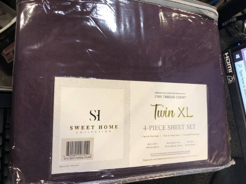 Photo 3 of 4 PACK- Twin XL Size Bed Sheets - 4 Piece 1500 Supreme Collection Fine Brushed Microfiber Deep Pocket Twin X-Large Sheet Set Bedding - 1 EXTRA PILLOW CASES