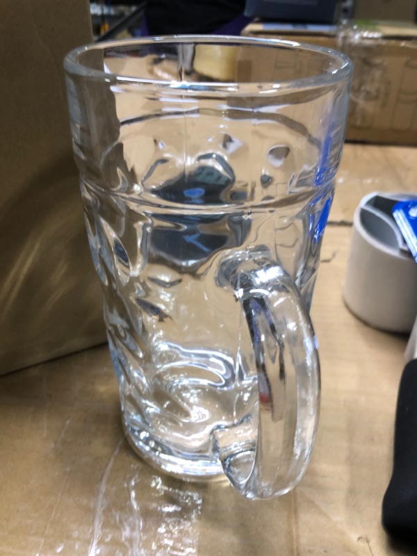 Photo 1 of Zhehao Summer Jumbo Beer Mug Large Glass Beer Stein Mugs with Handle Clear Drinking Beer Mug Bulk Dimpled Beer Cups for Beer Juice Coffee Beer Fest Party BBQ Picnic Wedding Summer Party(44 oz, 2 Pcs)