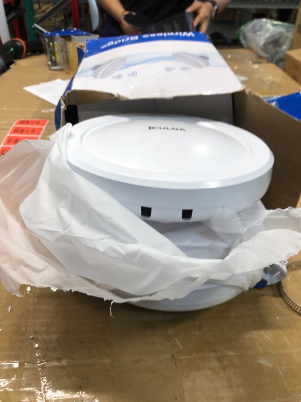 Photo 1 of Wireless Bridge, Point to Point WiFi Bridge Outdoor, 5KM PtP/PtMP WiFi Bridge Kit, 5.8G Gigabit Wireless Access Point with Dual Gigabit LAN Ports,14dBi Gain Antenna, 24V PoE Powered, Plug & Play,IP65