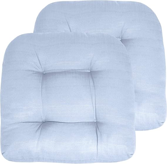 Photo 1 of 
Sweet Home Collection Patio Cushions Outdoor Chair Pads Premium Comfortable Thick Fiber Fill Tufted 19" x 19" Seat Cover, 2 Count (Pack of 1), Light Blue