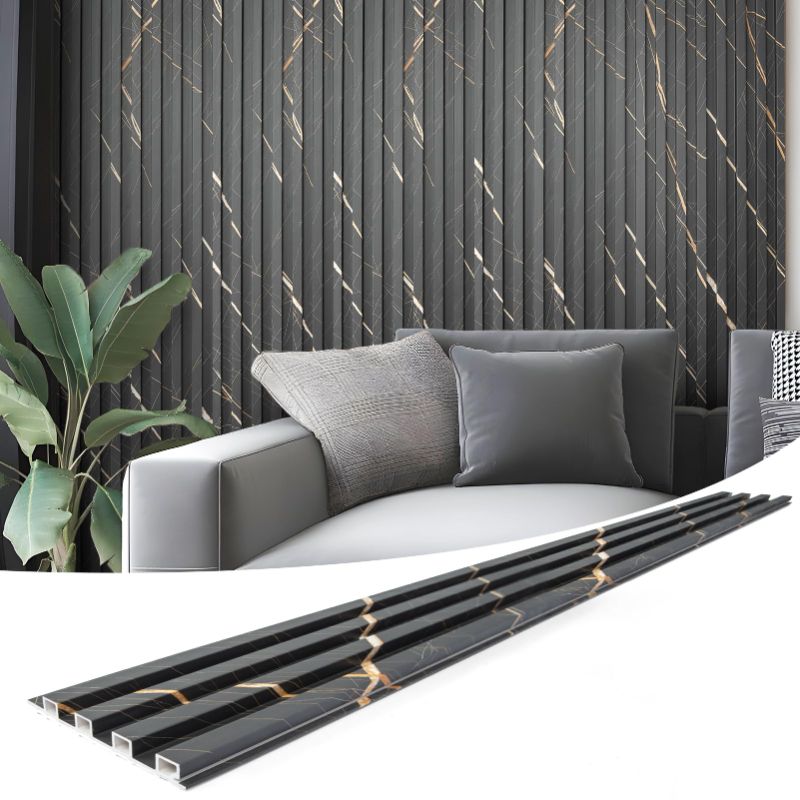 Photo 1 of Art3d 8-Pack Wood Slat Wall Panel for Interior Wall Decor, Decorative Fluted Accent Wall Covering Panel for Living Room Bedroom TV Background Office, 96 x 6 Inch - Granite