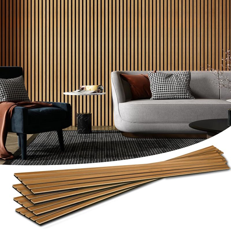 Photo 1 of Art3d 4-Piece Wood Slat Acoustic Panels for Stylish Decor and Noise Reduction