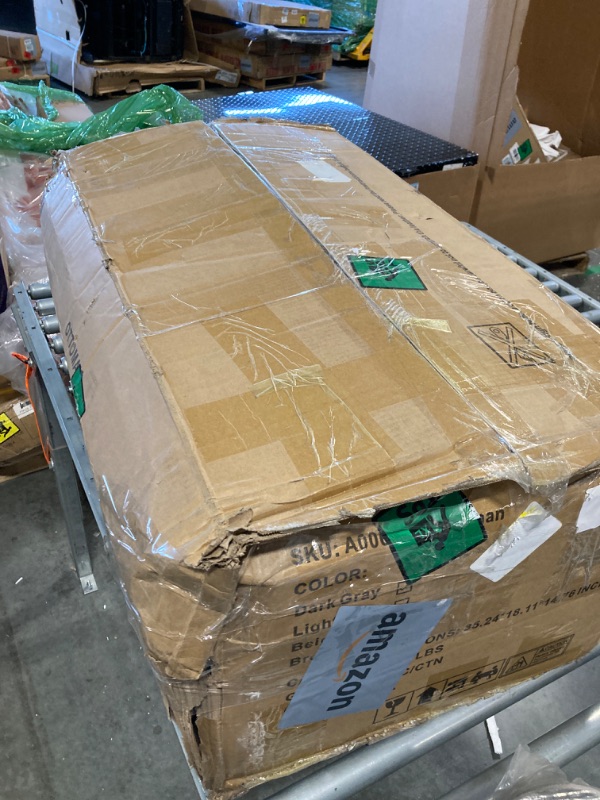 Photo 1 of 35 Inch Extra Large Storage Ottoman Coffee Table with Lift Top, Oversized Square Ottoman with Storage, Tufted Upholstered Ottoman Coffee Tables for Living Room (Fabric, Dark Grey)