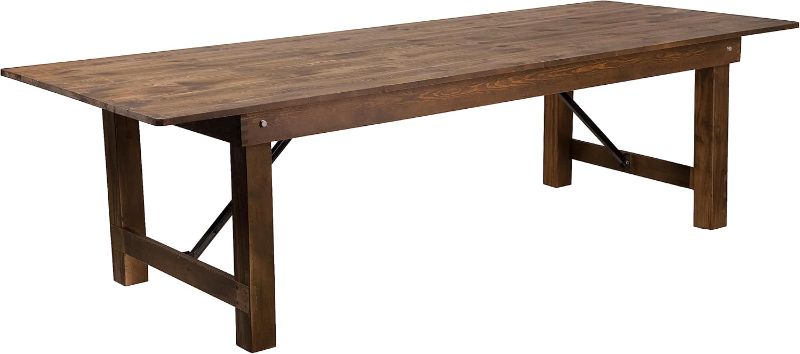 Photo 1 of *similar to stock photo* Flash Furniture Hercules Series 9' x 40" Rustic Solid Pine Folding Dining Table, Rectangular Antique Farmhouse Dining and Event Extension Table