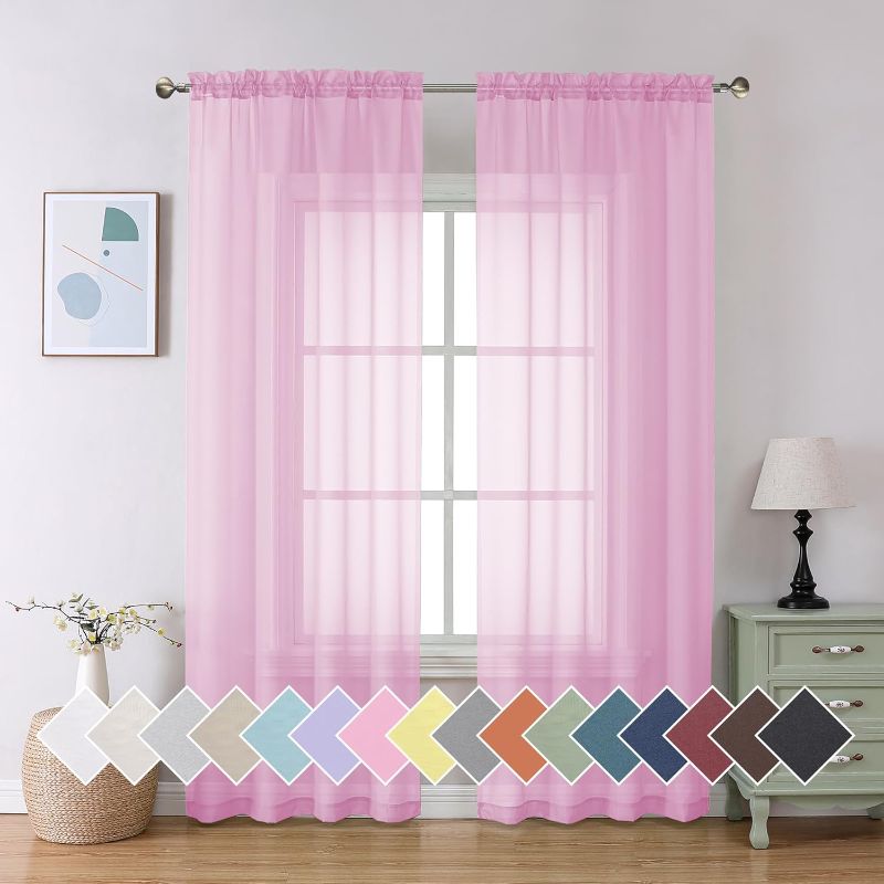 Photo 1 of ***SIMILAR***
Light Pink Sheer Curtains 84 Inches Long 2 Panels Set, Semi Transparent Voile Rod Pocket Sheer Window Drapes for Bedroom Bed Canopy Living Room Dining Wedding Party Backdrop, 40W x 84L inch