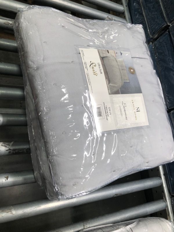 Photo 2 of ***2 PACKAGES***
Sweet Home Collection Quilts Twin Size 2 Piece Set Vintage Pre Wash Oversized Reversible Pattern with Pillow Shams, Light Gray Fairmont 