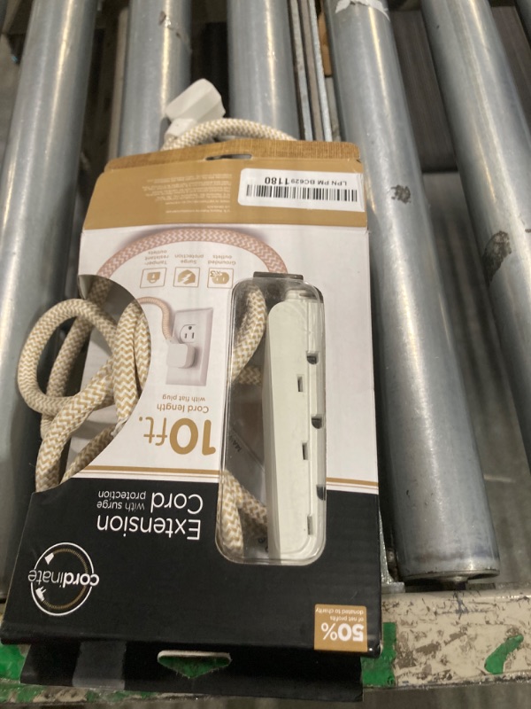 Photo 2 of Cordinate Indoor 10 ft. L Tan/White Extension Cord 10/3