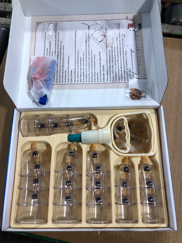 Photo 1 of 24 Cupping Cups Biomagnetic Traditional Chinese Therapy Cupping Set Household Pull Out Vacuum Cupping Kit / Chinese Massage Medical Cupping Set Suction Acupuncture
