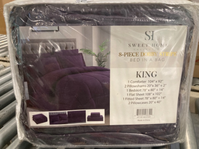 Photo 2 of 8 Piece Embossed Dobby Stripe Bed In A Bag All Season Complete Set by Sweet Home Collection™