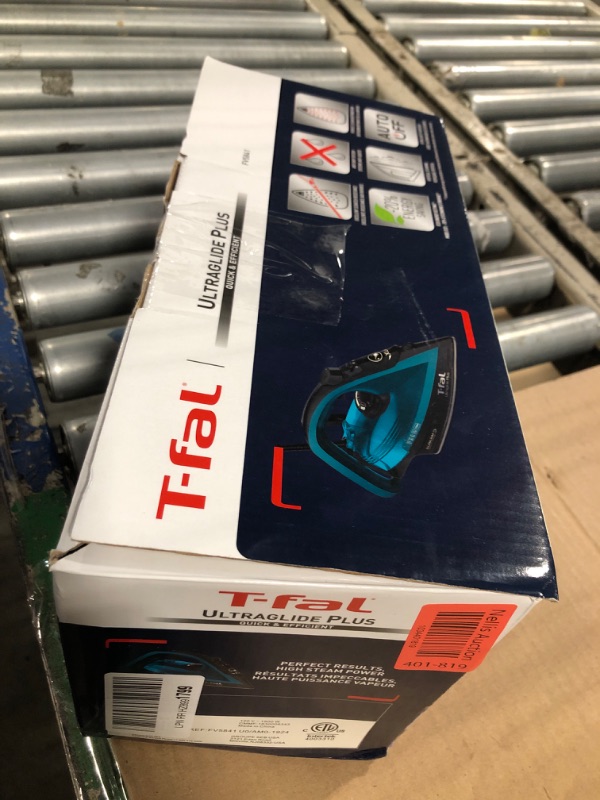 Photo 6 of ***CHECK DAMAGE IN REAL IMAGE***/***NO RETURN***
T-Fal Ultraglide Plus Steam & Garment Iron with Durilium Soleplate, 1800 watts, Teal, FV5841U0