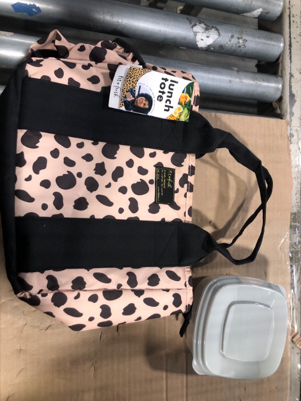 Photo 2 of ***MISSING PIECE*** 
Fit & Fresh Sanibel Adult Insulated Lunch Bag with Side Pouch & Carry Handles, Complete Lunch Kit Includes 2 Containers, Cheetah, Large