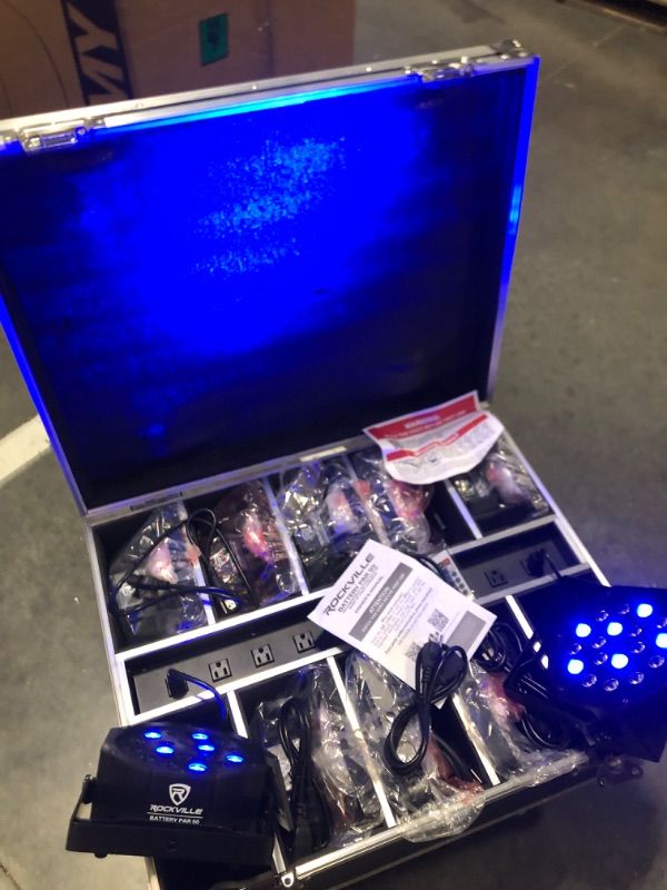 Photo 1 of 6 Light Pack Black, 6 RGBWA+UV Wireless DMX Par Lights, Rechargeable, Includes Charging Road Case and Remotes, Up to 36 Hour Battery Life, Perfect for Mobile DJs and Venues