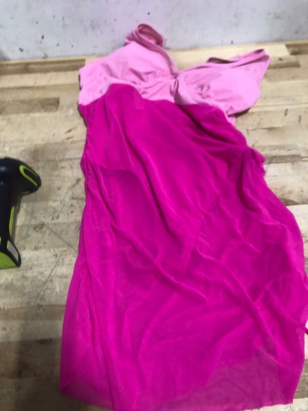 Photo 1 of Blooming Jelly Women One Piece Swim Dress Tummy Control Swimsuit Slimming Sarong Wraps Bathing Suit (XL, Pink/Hot Pink). 