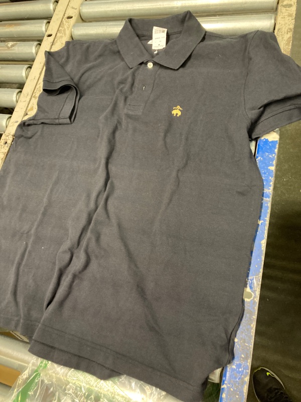 Photo 3 of Brooks Brothers Men's Short Sleeve Cotton Pique Stretch Logo Polo Shirt, Black, X-Large