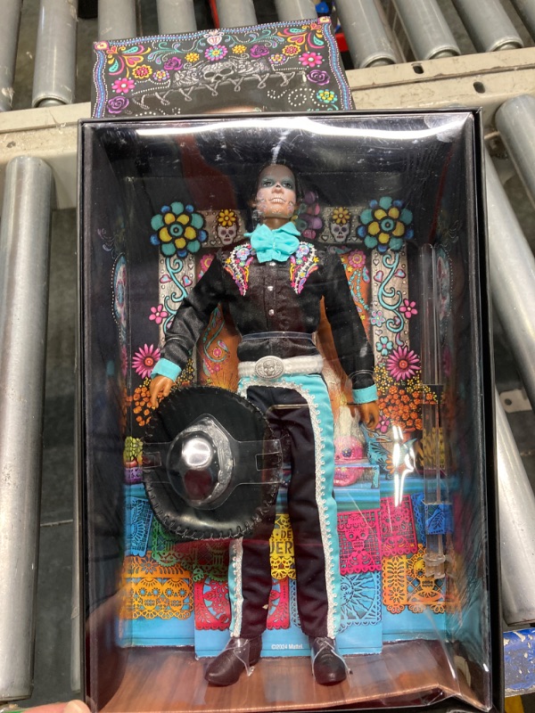 Photo 4 of Barbie Signature Doll, 2024 Día De Muertos Ken Collectible in Black Suit with Sky Blue Accents, Hat and Belt Accessories