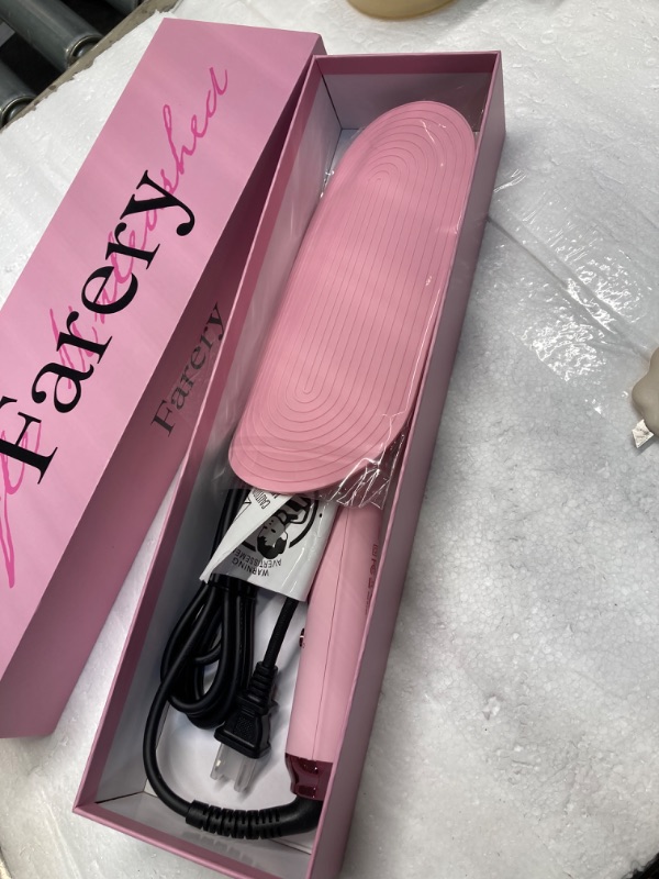 Photo 2 of ***THE CROCHETS MISSING*** FARERY Long Barrel Curling Iron 1 1/4 inch, 1.25 Inch Curling Iron for Thin Hair, Ceramic Curling Iron Infused Argan Oil & Keratin, 11 Adjustable Temp, Include Clips & Silicone Pad, Pink