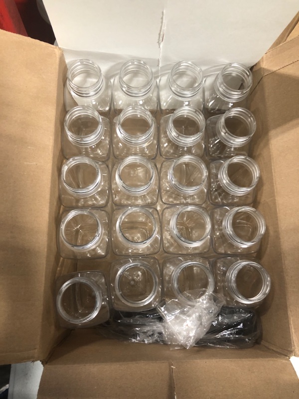 Photo 1 of 24 Pack Clear Boston Round with Black Poly Cone Cap, 4 oz Clear Glass Bottles Sample Bottles for Juice, Ginger Shots, Oils, Whiskey, Liquids