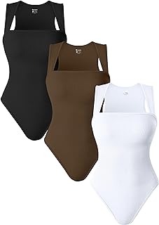 Photo 1 of 3 Piece Bodysuits For Women Sexy Ribbed Strappy Square size S
