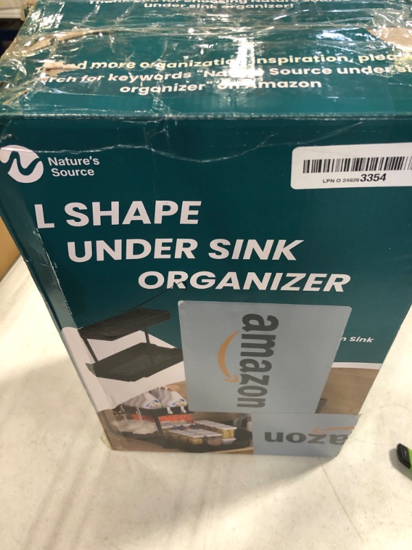 Photo 1 of 2-Tier Under Sink Organizers, 2 Pack Sliding L-shape Cabinet Organizers Narrow Space Storage Multi-purpose Sink Organizer for Bathroom Kitchen Drawer(Black 2 )