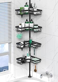 Photo 1 of Corner Shower Caddy Tension Pole - 4 Tier Stainless Steel