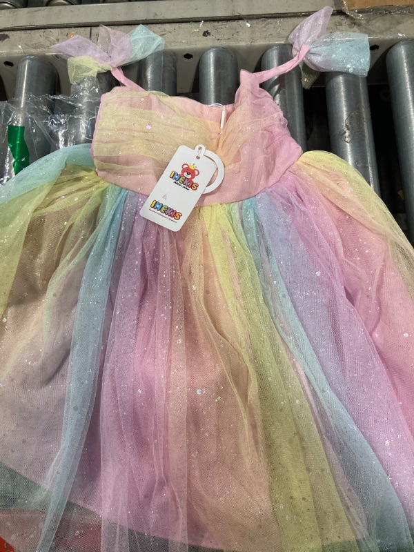 Photo 2 of 
IMEKIS Toddler Baby Girl Birthday Princess Dress Shiny Confetti Boho Rainbow Cake Smash Photo Shoot Outfit for 1-6T