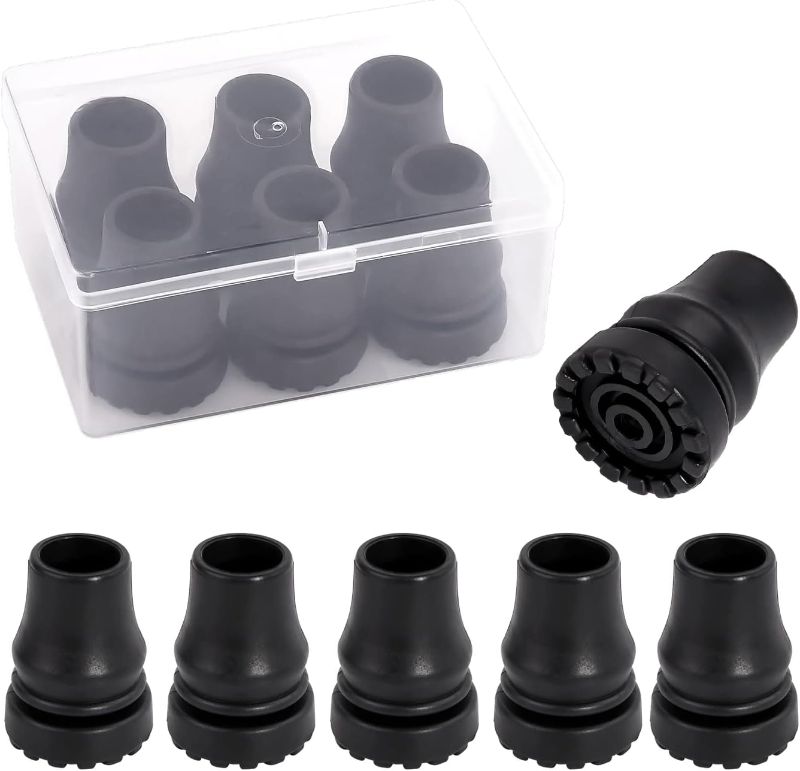 Photo 1 of 6 pairs DMI Walker Tips with Metal Inserts, Black, 0.75"