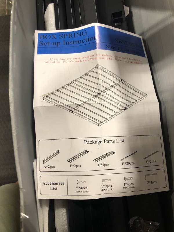 Photo 4 of Bednowitz 2 Inch High King Box-Spring with Steel Slats, Quick Lock King Bunkie-Board Only, Low Metal Frame Bed-Slat Replacement, Noise Free Mattress Surpoort Base, Black