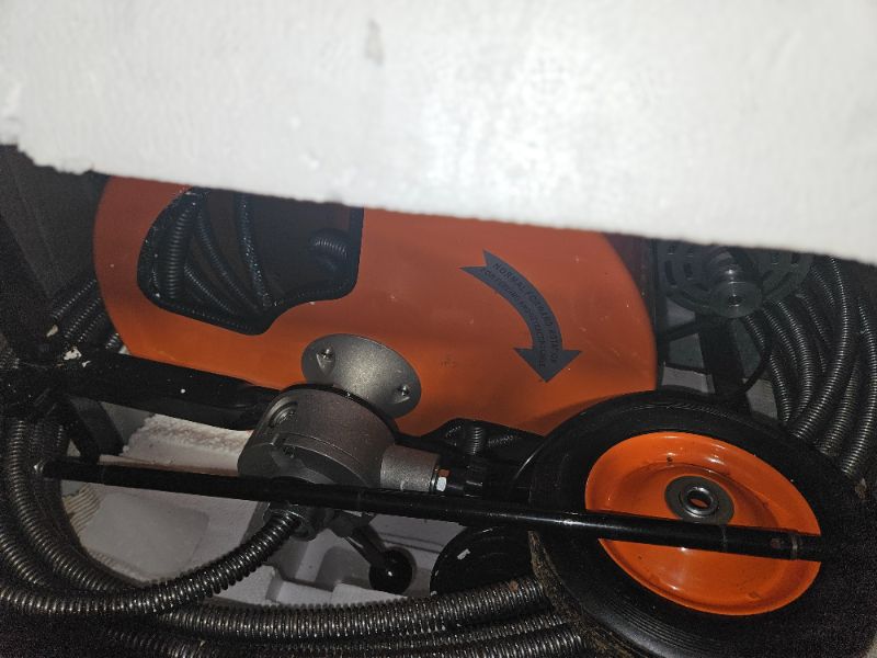 Photo 2 of **USED****UNABLE TO TEST**
VEVOR 100FT x 3/4 Inch Drain Cleaning Machine Sewer Auger Auto Feed with 4 Cutter & Air-activated Foot Switch for 4" to 8" Pipes, Orange, Black