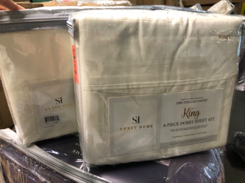 Photo 2 of 2 packs **** King Size Bed Sheets - 6 Piece 1500 Supreme Collection Fine Brushed Microfiber Deep Pocket King Sheet Set Bedding - 2 Extra Pillow Cases