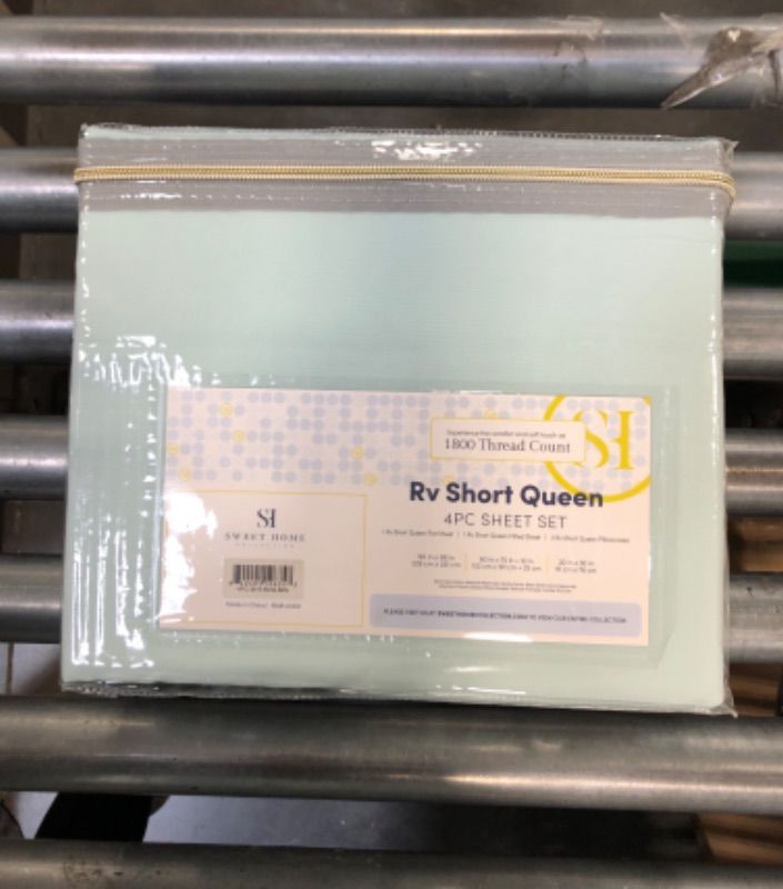 Photo 1 of 1800 Series 4-Piece Mint Solid Color Microfiber RV Short Queen Sheet Set
