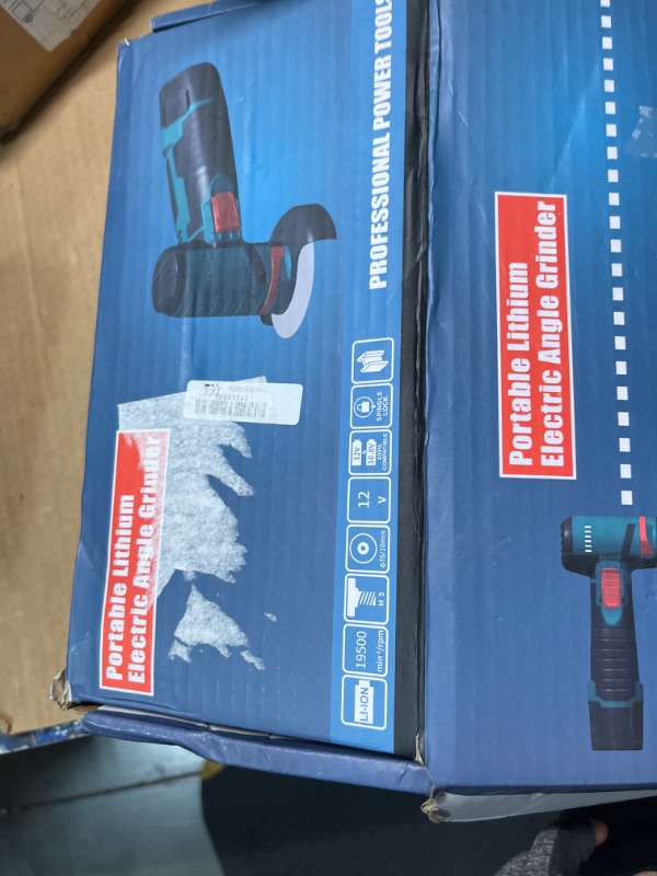 Photo 2 of ***USED***Cordless Angle Grinder, Weytoll 19500 rpm 12V Mini Angle Grinder,with 2 pcs Battery 2pcs Discs, for Plastic/Pipe/Drywall Cutting & Grinding