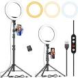 Photo 1 of 10.2" Selfie Ring Light with 65" Adjustable Tripod Stand & Phone Holder for Live Stream/Makeup