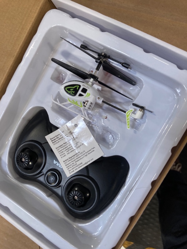 Photo 3 of ***Missing battery***
SYMA RC Helicopter, S100 Mini Remote Control Helicopter with One Key Start, Altitude Hold, 3.5 Channel, Gyro Stabilizer and LED Light for Indoor to Fly for Kids and Beginners, White