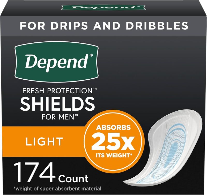 Photo 1 of Depend Shields for Men Light Bladder Control Pad, 174 count