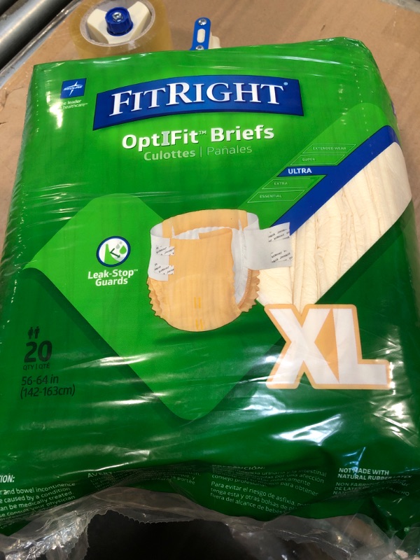 Photo 2 of *****PHOTO SIMILAR TO THE PRODUCT****FitRight Ultra Adult Diapers, Disposable Incontinence Briefs with Tabs, Heavy Absorbency, XX-Large, 60"-69", 4 packs of 20 (80 total)