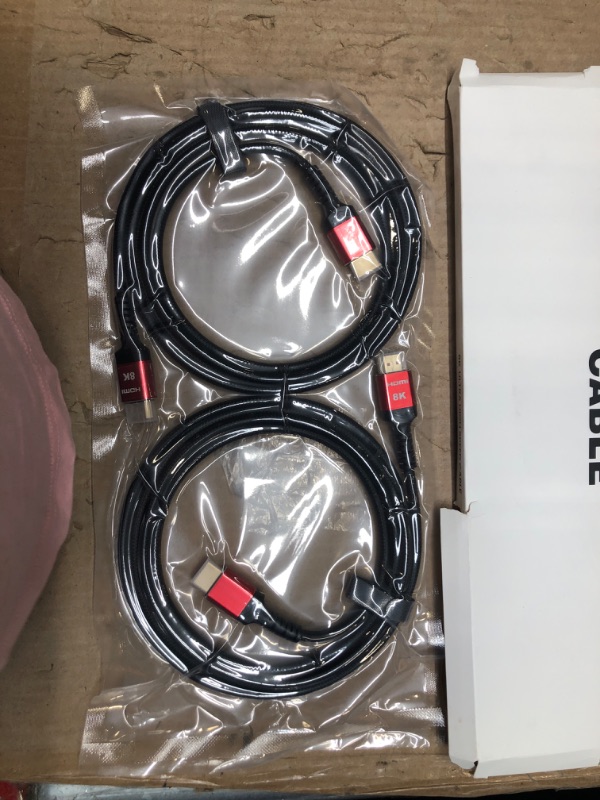 Photo 2 of 10K 8K HDMI Cable 2.1 2 Pack 6ft, JSAUX 48Gbps Ultra High Speed HDMI Cable Braided Cord, 4K@120Hz, 4K@144Hz, 8K@60Hz, HDCP 2.2&2.3, HDR 10, eARC,ARC Compatible with Dolby PS5 Monitor HDTV Soundbar-Red
