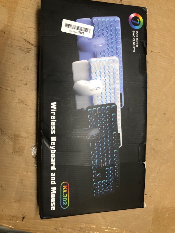 Photo 1 of Wireless Keyboard and Mouse Backlit - Typewriter Keyboard with Retro Round Keycaps, Detachable Wrist Rest, Light Up Letters, 2.4G Rechargeable Combo for Mac, Windows, PC, Laptop, Trueque (White)