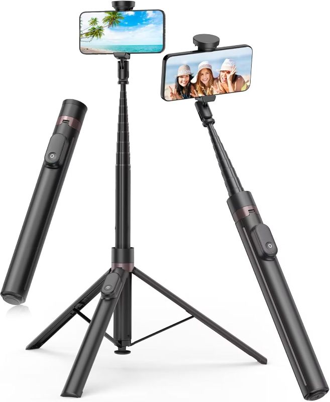 Photo 1 of ***SIMILAR TO THE PHOTO*** TONEOF 66" Automatic Tripod,Auto-Open Phone Tripod Stand with Magnetic Rechargable Remote,Selfie Stick Tripod 360° Vertical & Horizontal Rotatable,Stable Travel Tripod for iPhone/Android(Black)