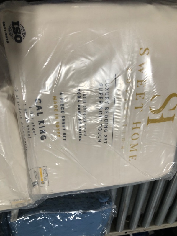 Photo 1 of ***2 packs***California King Size Sheets 100% Cotton Made in Egypt Soft 400 Thread Count for Cal King Size Bed Mattress, 4 Pieces Bedding Sheets & Pillowcases Sets, California King, Ivory