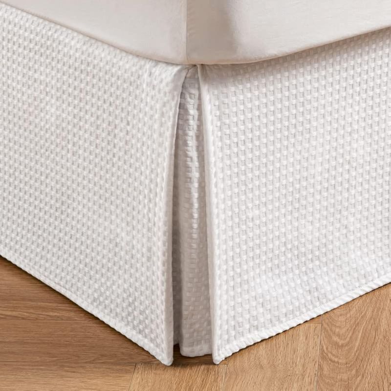 Photo 1 of (READ FULL POST) MIYE Pleated Waffle Weave Bed Skirt, Tailored Dust Ruffle 18 Inch Drop Easy Fit, Machine Washable (Cream, King - 18" Drop)