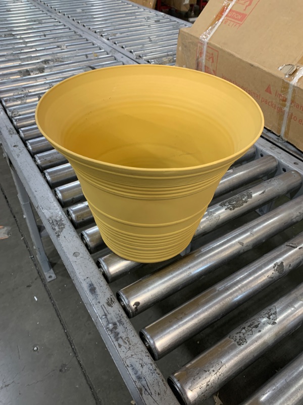 Photo 1 of 12 INCH YELLOW PLASTIC FLOWER POT