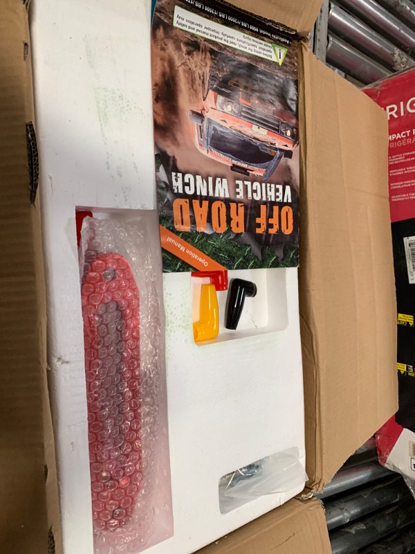 Photo 3 of  Missing some hardware
RUGCEL 13500lb Waterproof Electric Black Synthetic Rope Winch with Hawse Fairlead, Wired Handle and 2 Infrared Remote(13500LB Black) B13500


