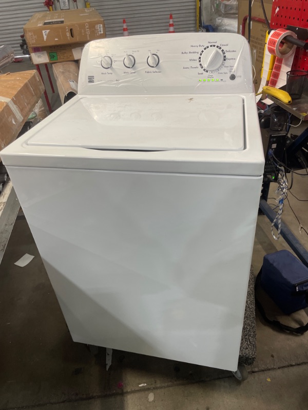 Photo 1 of Kenmore Top-Load Washer with Dual Action Agitator, Stainless Steel Top Loader Laundry Washing Machine, 3.5 cu. ft. Capacity White