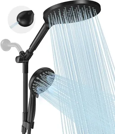 Photo 1 of 21-mode Dual Handheld Shower Head Combo, Upgraded 2-in-1 Rain Shower Heads System 8 Inch Rainfall Shower Head and 10 Modes High Pressure Hand Held Showerhead with Built-in Power Wash