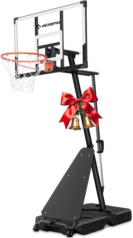 Photo 1 of ***SEE NOTES***1032678562

HEROPRO Basketball Hoop Outdoor 4.8-10 Feet Adjustable, 44 Inch Shatterproof Backboard and Rebound Plate, Portable Basketball Goal System for Kids in Swimming Pool/Driveway/Backyard
